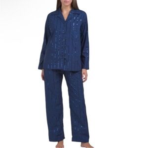 NWT Sleeper Milky Way Sequined Cotton Pajama Set Navy Size XL - offers welcome!